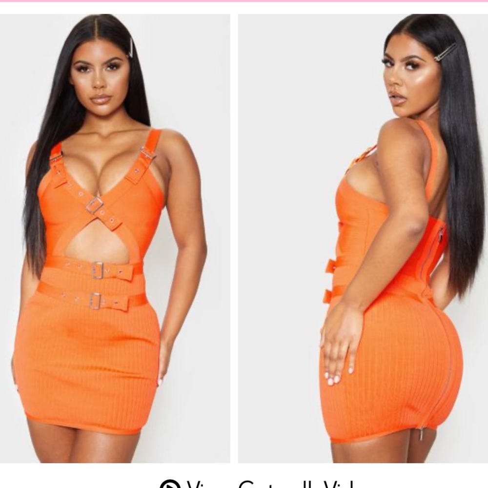 PRETTYLITTLETHING BANDAGE BUCKLE DRESS SIZE 2